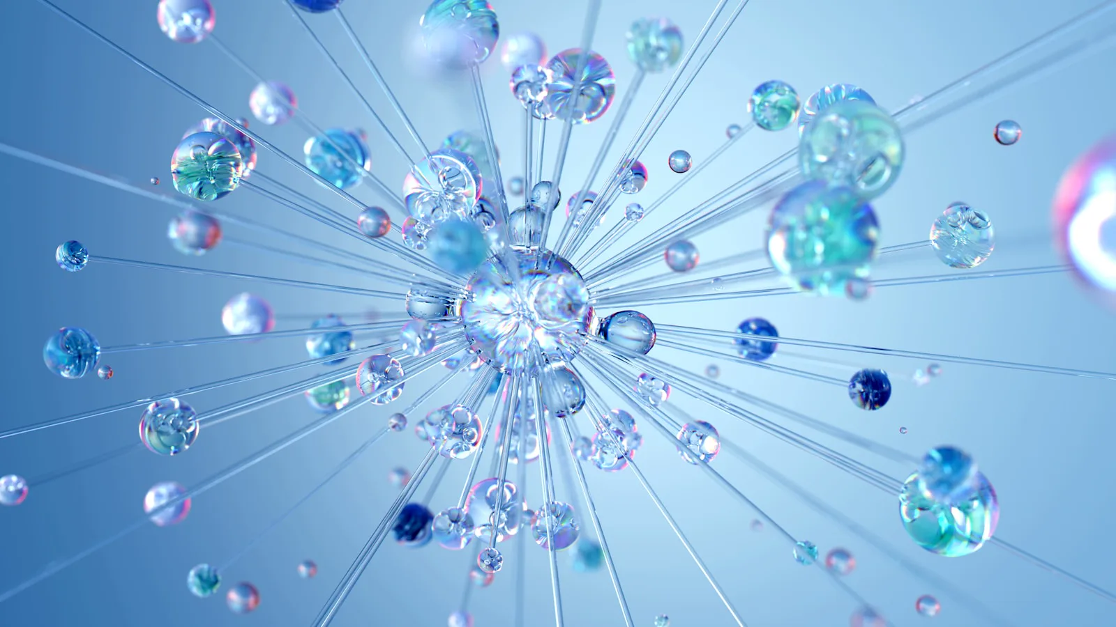 Visualización abstracta de una red de inteligencia artificial con nodos interconectados